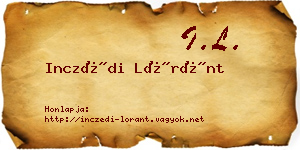 Inczédi Lóránt névjegykártya